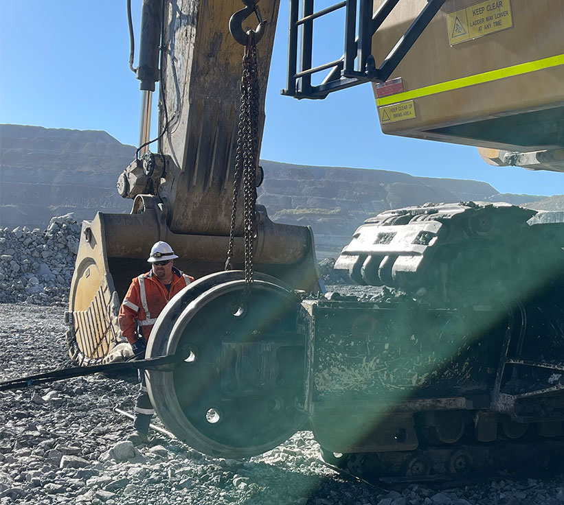 Maintenance on Mining Vehicle Track